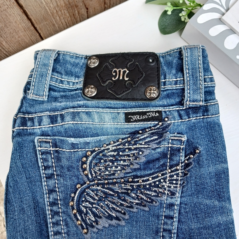 Womens Miss Me Denim CapribAngel Wings Pockets Size 30